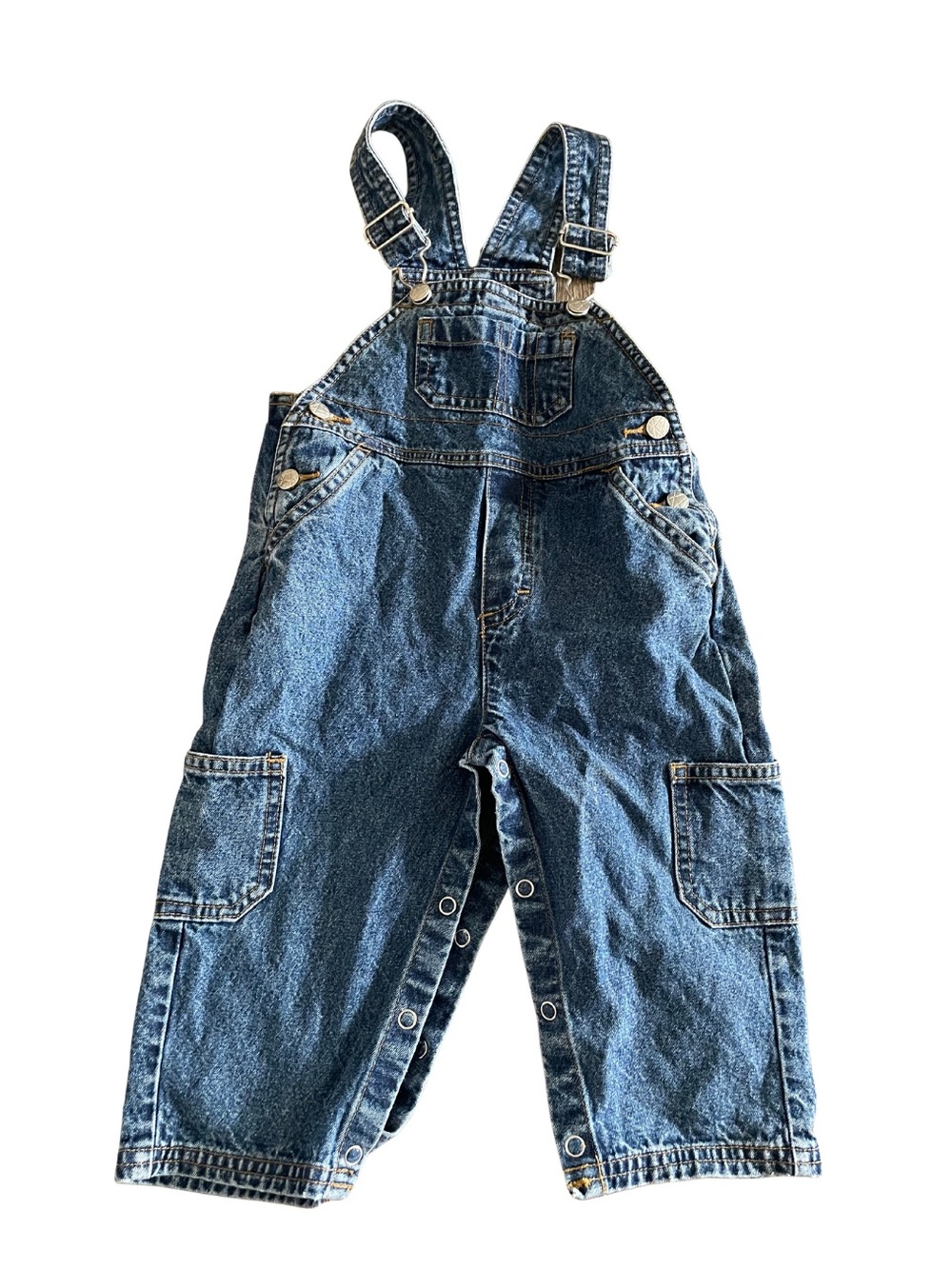 Vintage Wardrobe Essentials Blue Denim Kids Overalls with Cargo Pockets